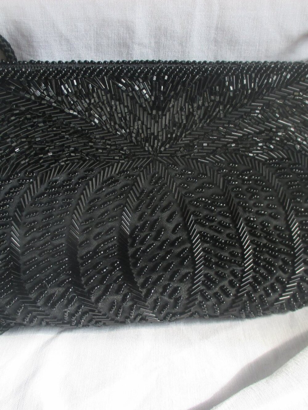 BLACK BEADED BAG/CORD STRAP/NEW